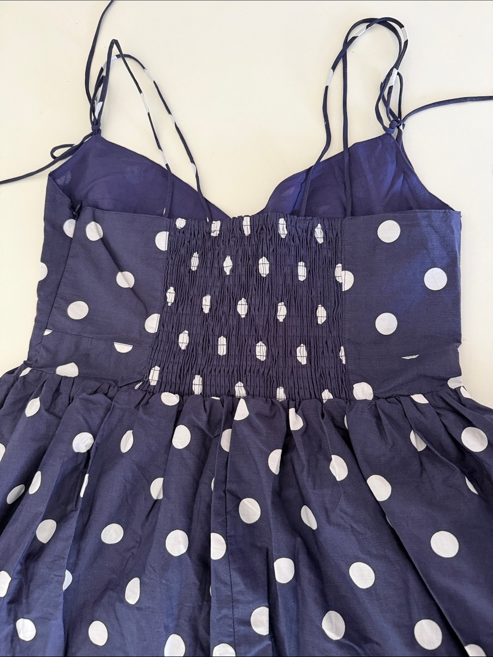 En Saison Navy Large Polka Dot Spaghetti Strap Sundress L - Picture 3 of 6